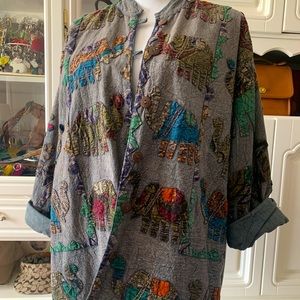 Vtg Coach elephant appliqué reversible jacket L